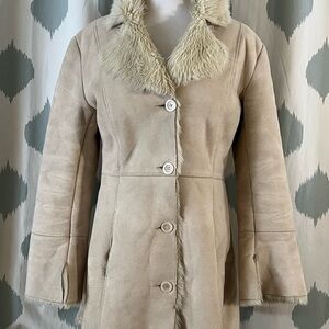 Mixit Tan Teddy Jacket with Faux Fur Collar